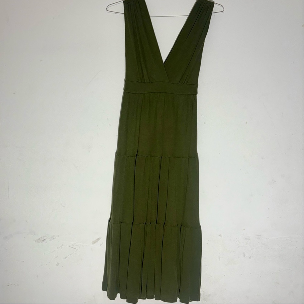 Authentic Diane Von Furstenberg Elegant Olive Green Maxi Stretchy Dress SZ 2